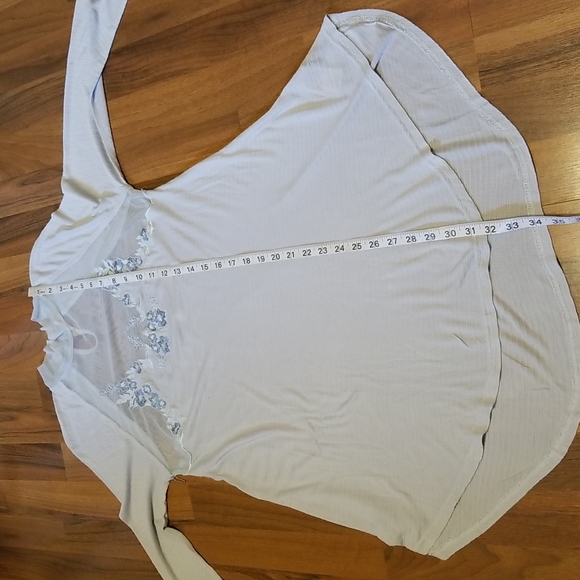 Free People Saheli Glacial Ice Blue Mesh Bodice Floral Embroidered Top, … - Picture 11 of 16